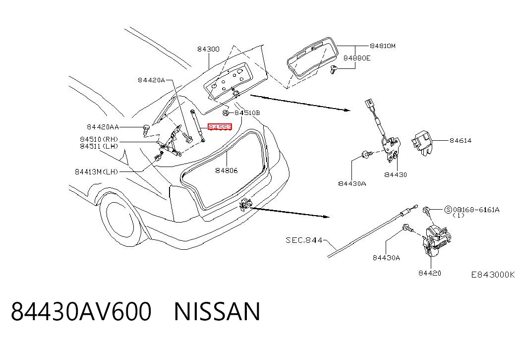 Muelle neumatico maletero para Nissan Primera  (P12)