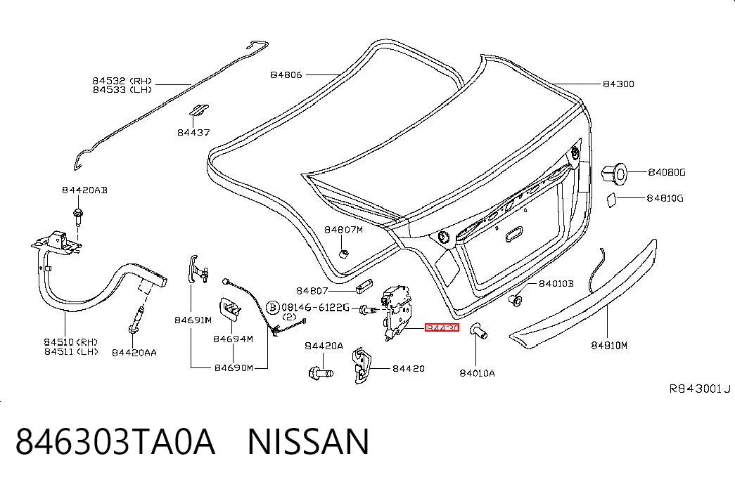 Cierre del maletero para Nissan Altima L33 