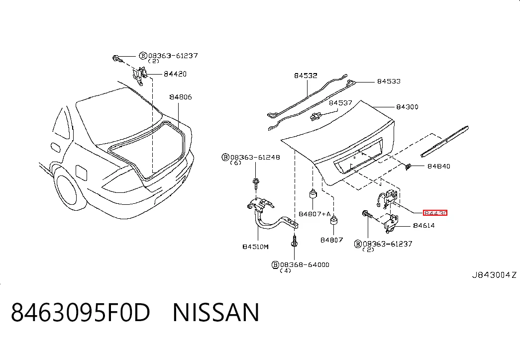 Cerradura de maletero para Nissan Almera B10RS