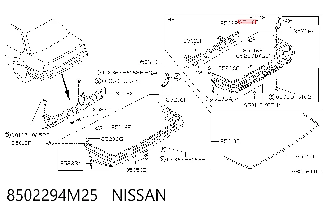 Comprar Parachoques trasero Nissan Sunny II N13 a bajo precio