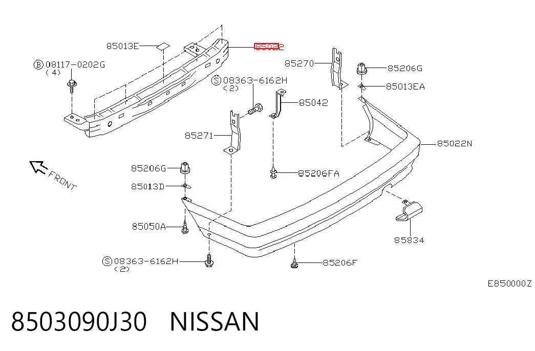 Comprar Refuerzo de parachoques trasero Nissan Primera  P10 a bajo precio