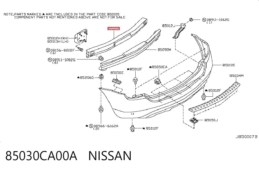 Refuerzo parachoques trasero para Nissan Murano  Z50