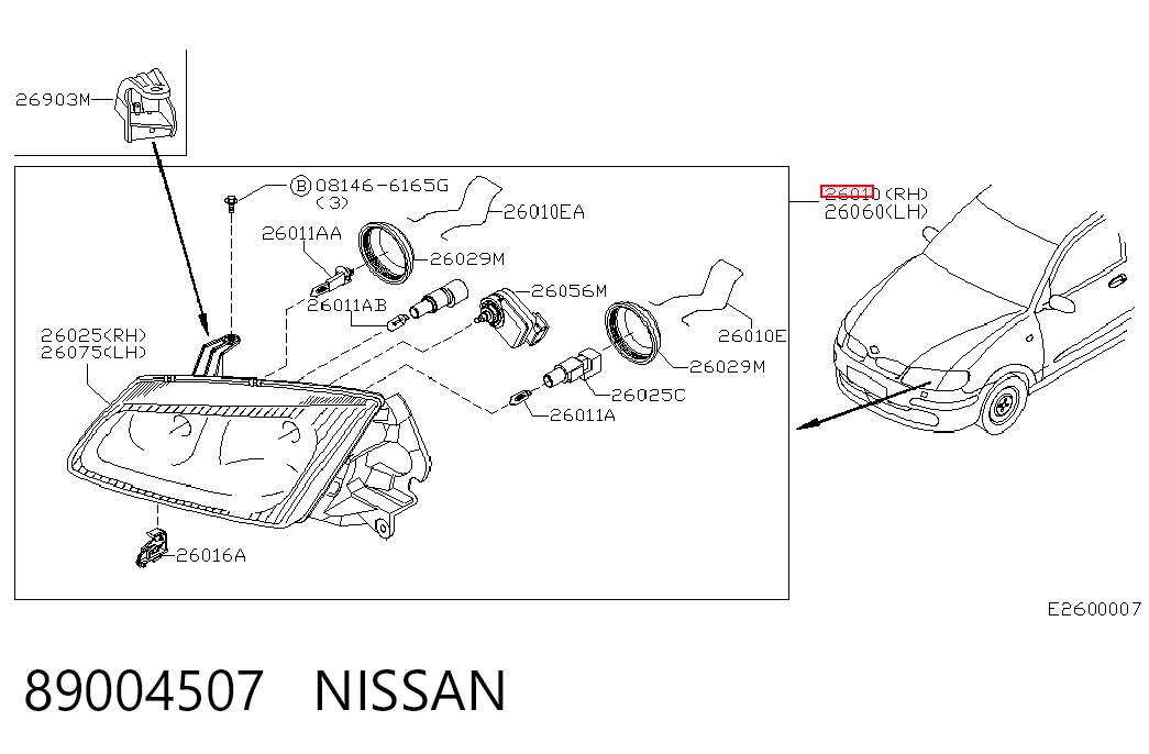 Luz derecha para Nissan Almera II N16