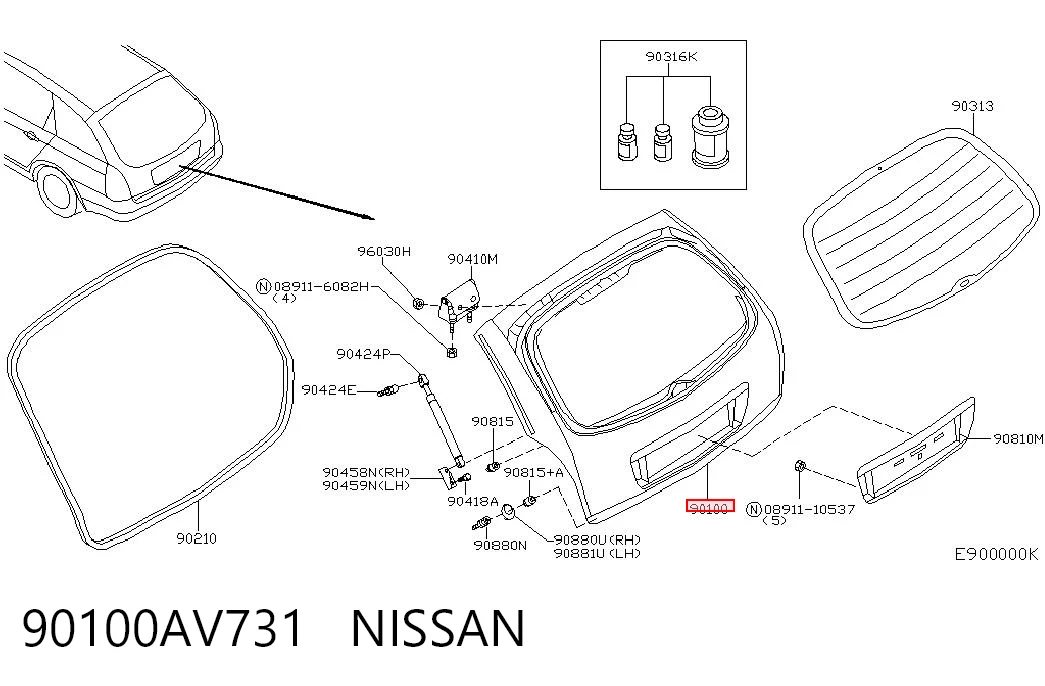 Comprar Puerta trasera del maletero (portón trasero) Nissan Primera WP12 a bajo precio
