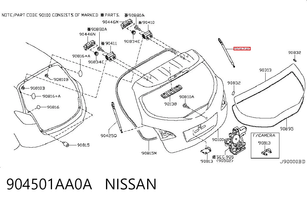 Comprar Amortiguador de la tapa del maletero Nissan Murano  Z51 a bajo precio