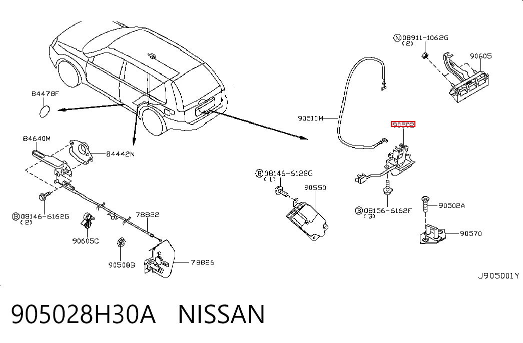 Cierre del maletero para Nissan X-Trail  T30