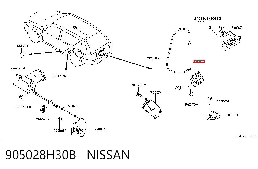 Cerradura de portón trasero Nissan X-Trail SUV (T30) (2001 - 2007) precio, desde 68,47 EUR