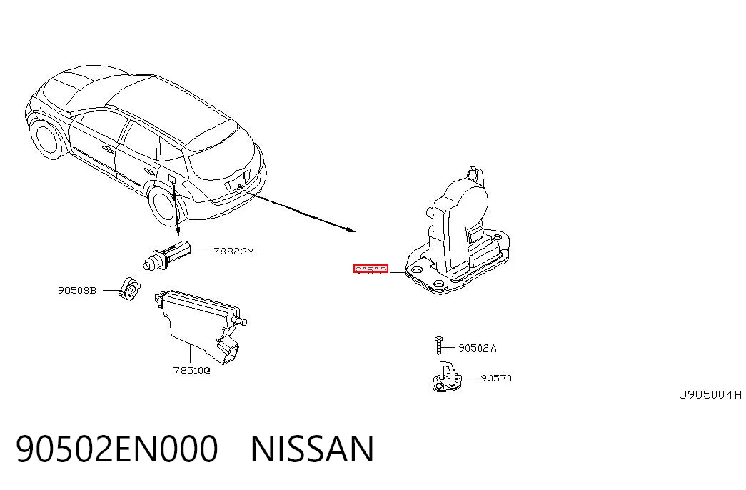 90502EN000 Nissan/Infiniti Cierre del maletero
