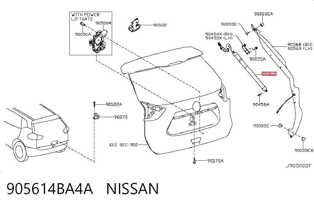 905614BA4A Nissan/Infiniti Amortiguador de porton
