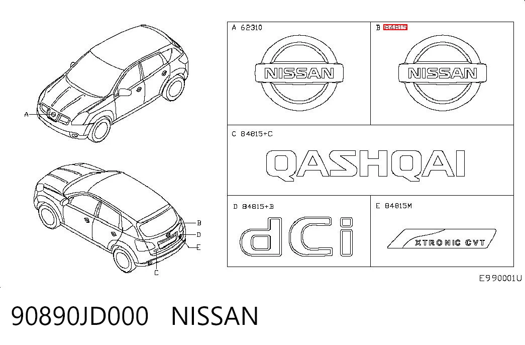 Logotipo de tapa de maletero para Nissan Qashqai I J10