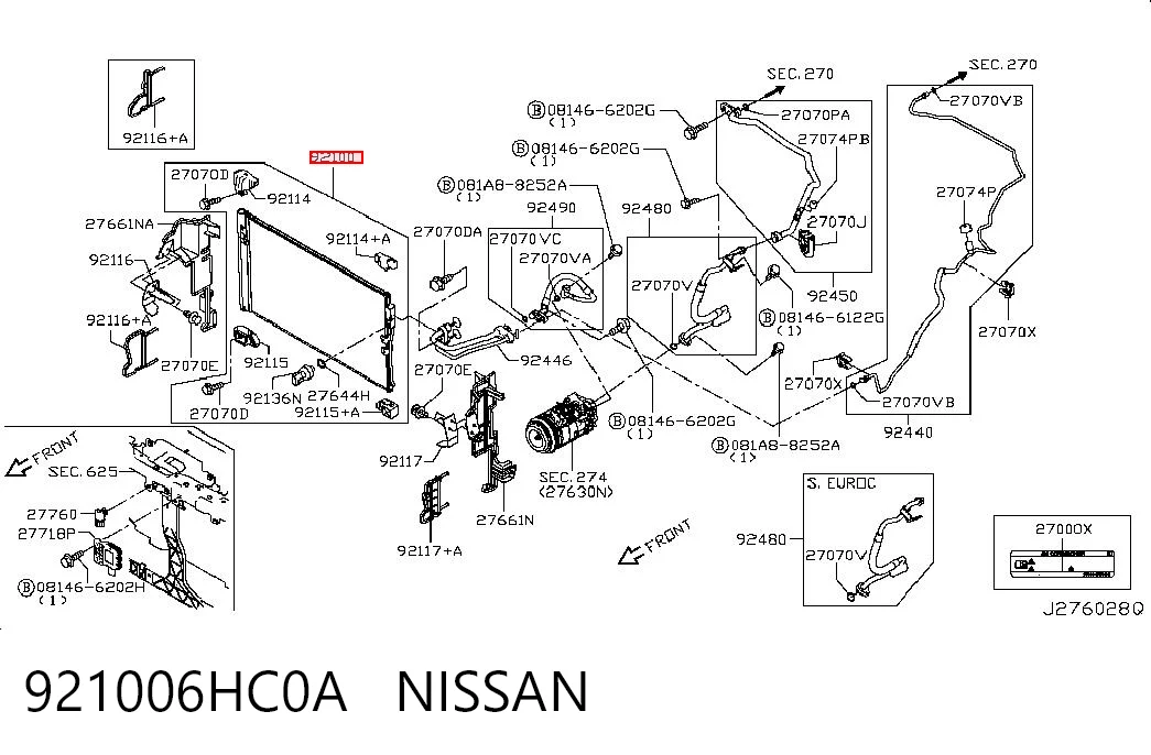 Condensador aire acondicionado para Infiniti Q50 V37