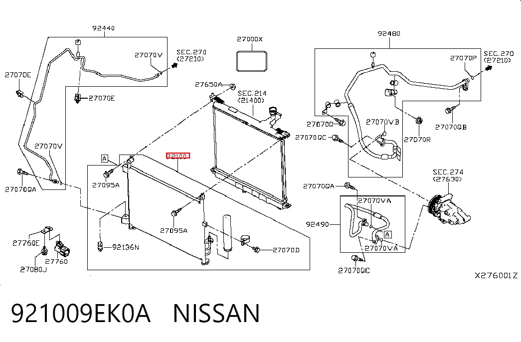 Radiador de aire acondicionado para Nissan Versa NOTE E12