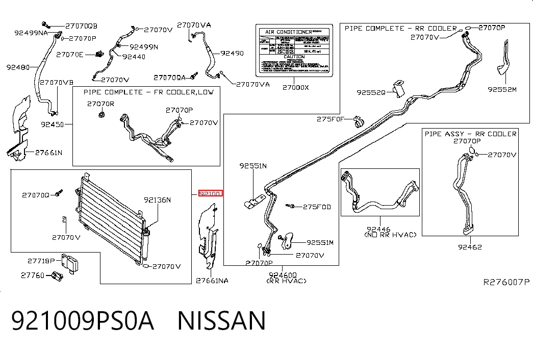 921009PS0A Nissan/Infiniti Radiador de aire acondicionado