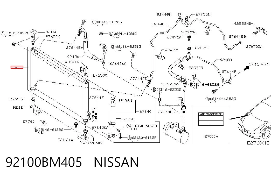  Condensador aire acondicionado Nissan Primera 