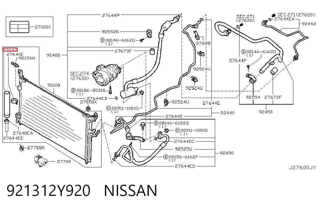 921312Y920 Nissan/Infiniti Filtro deshidratante aire acondicionado