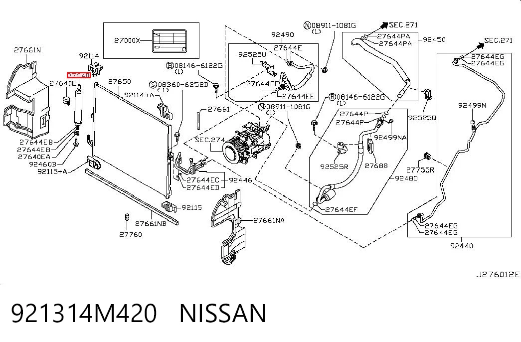 921314M420 Nissan/Infiniti Filtro deshidratante aire acondicionado