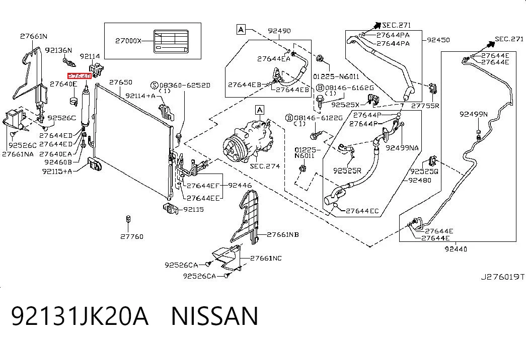 92131JK20A Nissan/Infiniti Filtro deshidratante aire acondicionado