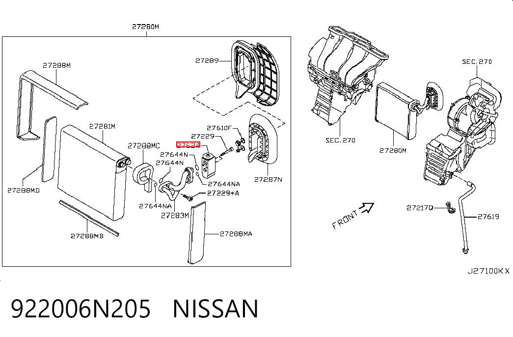 922006N205 Nissan/Infiniti Válvula TRV del aire acondicionado