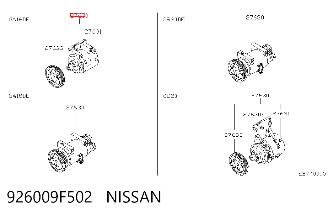  Compresor de aire acondicionado Nissan Primera 