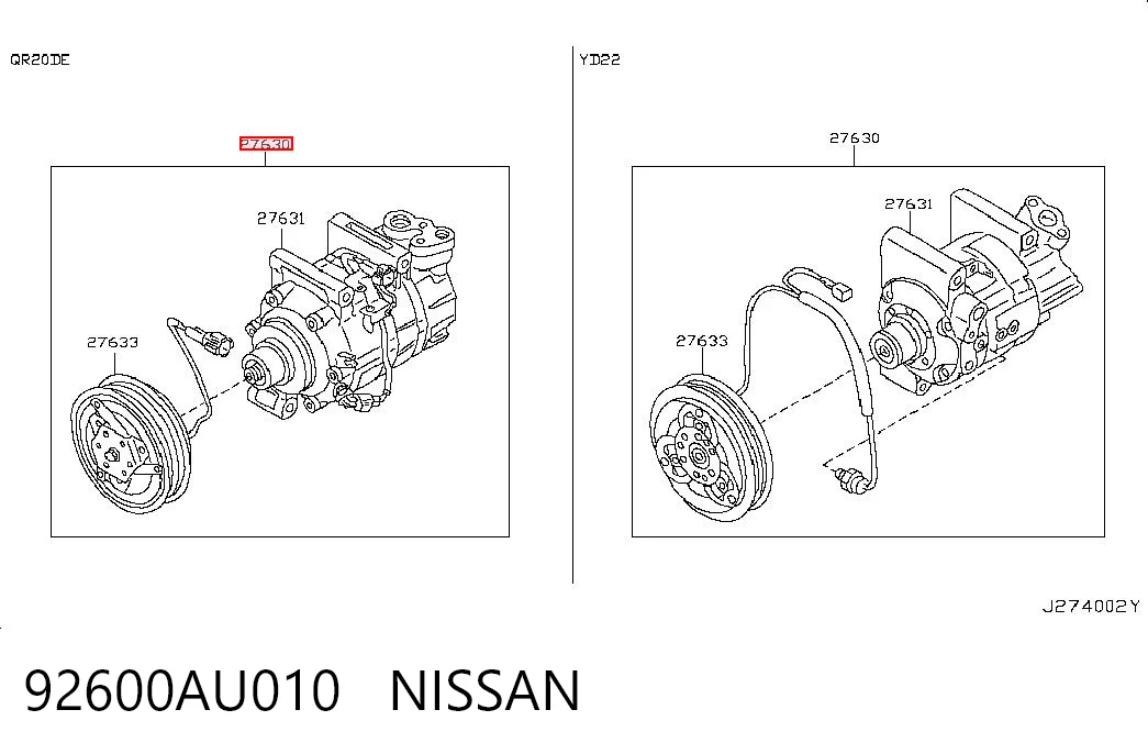 92600AU010 Nissan/Infiniti Compresor climatizador