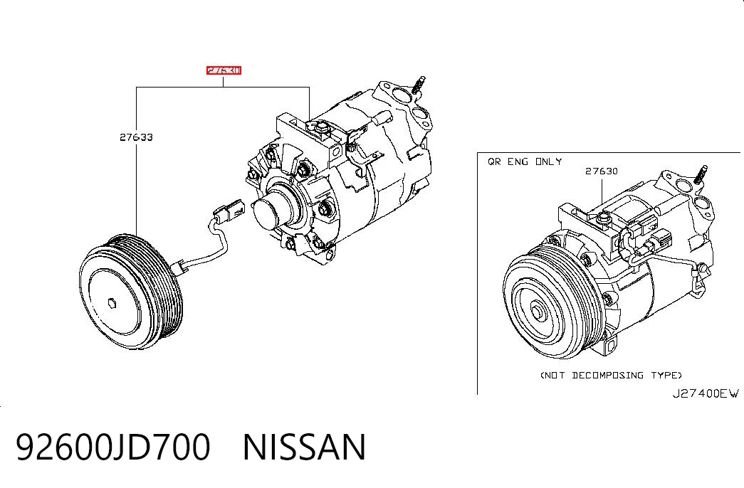 92600JD700 Nissan/Infiniti Compresor climatizador