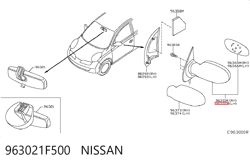Espejo de retrovisor izquierdo para Nissan Micra K12