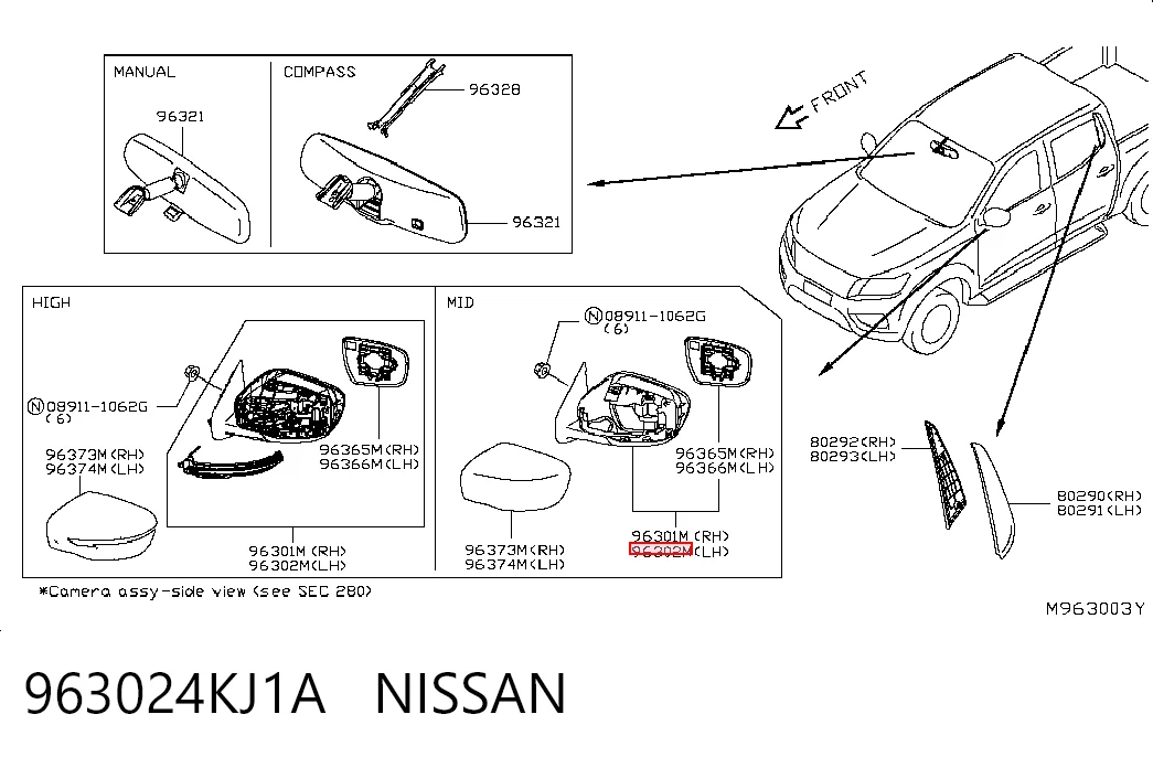 Espejo retrovisor izquierdo Nissan Navara (2014-2021)