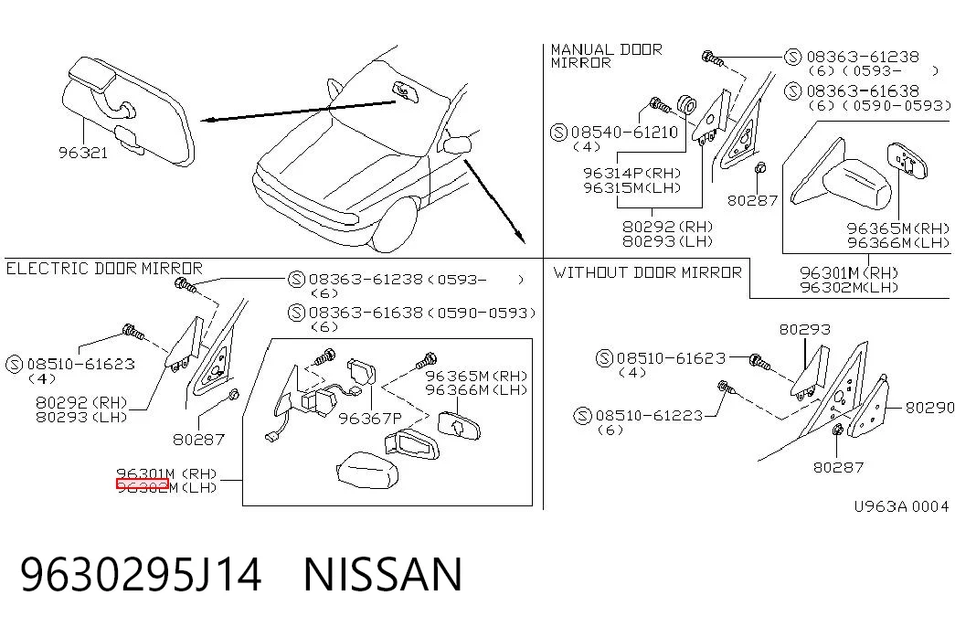  Espejo de retrovisor izquierdo Nissan Primera 