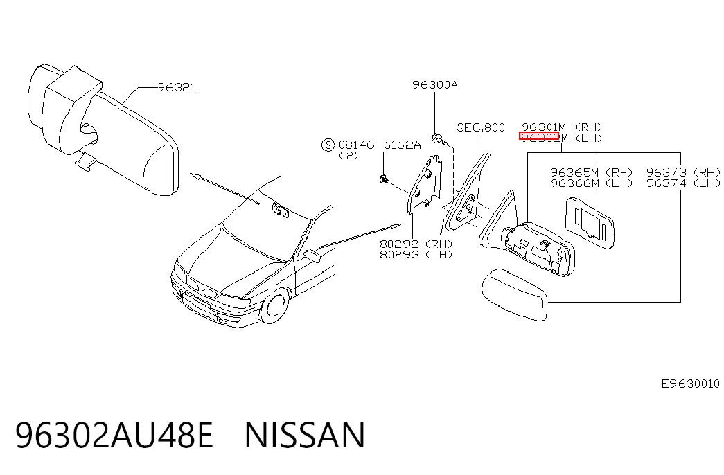  Espejo de retrovisor izquierdo Nissan Primera 