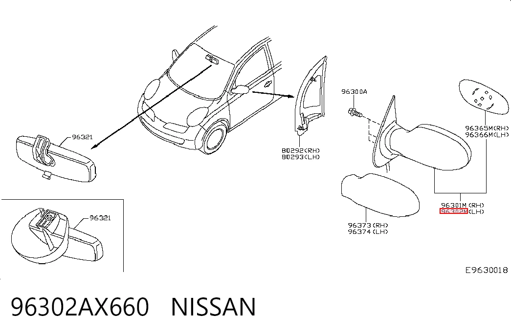Espejo retrovisor izquierdo para Nissan Micra  K12