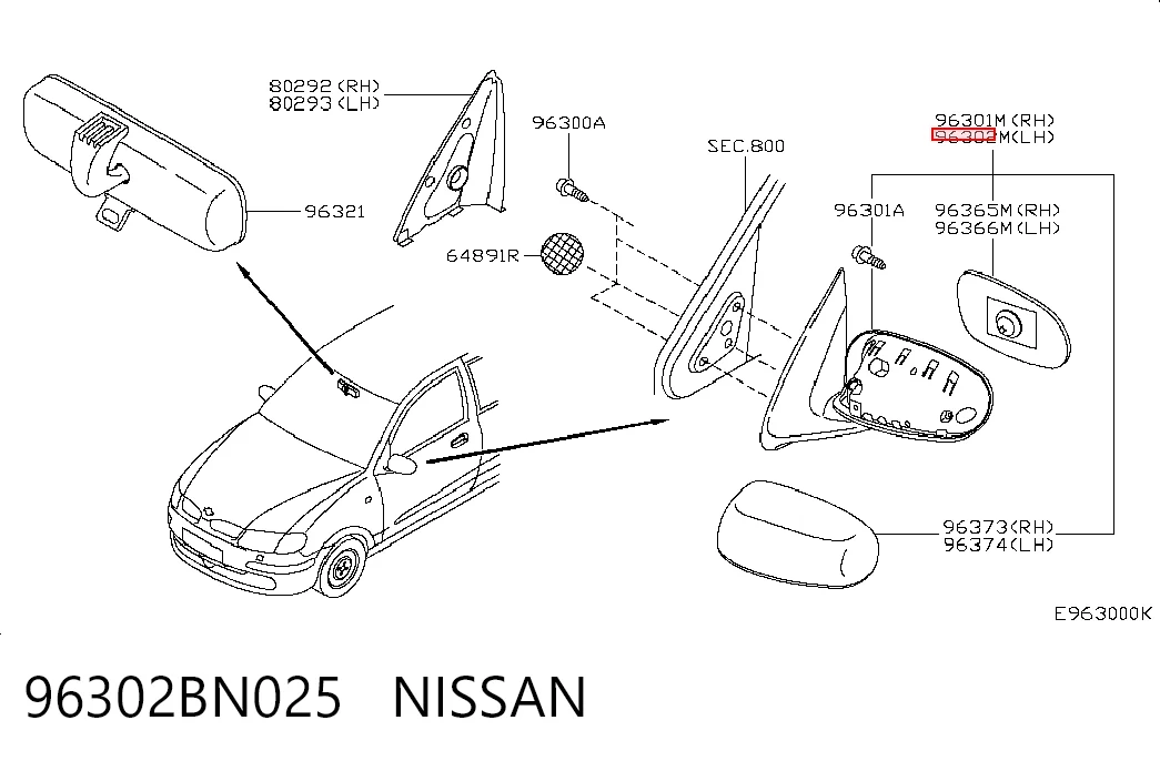 Retrovisor izquierdo Nissan Almera II