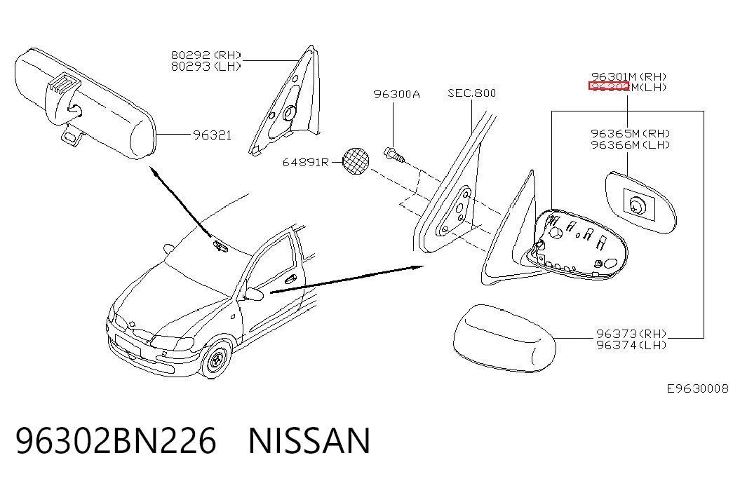 Espejo de retrovisor izquierdo para Nissan Almera N16