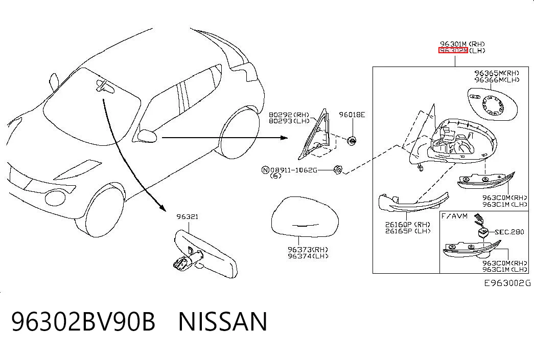 96302BV90B Nissan/Infiniti