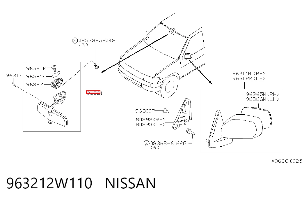 Comprar Retrovisor interior Nissan Pathfinder  R50 a bajo precio