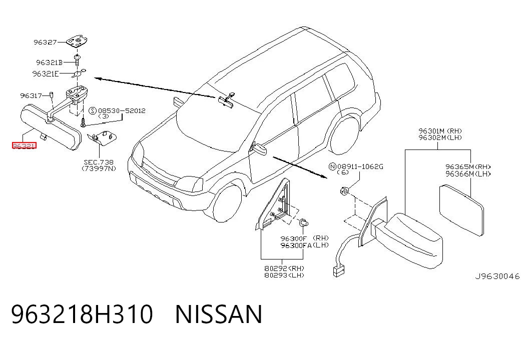 Espejo interior Nissan X-Trail SUV (T30) (2001 - 2007) precio, desde 31,94 EUR