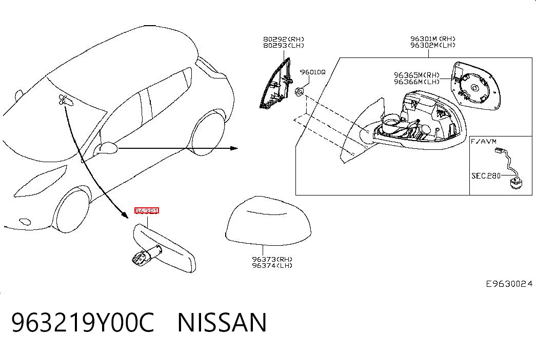 Espejo retrovisor interior para Nissan JUKE JPN F15