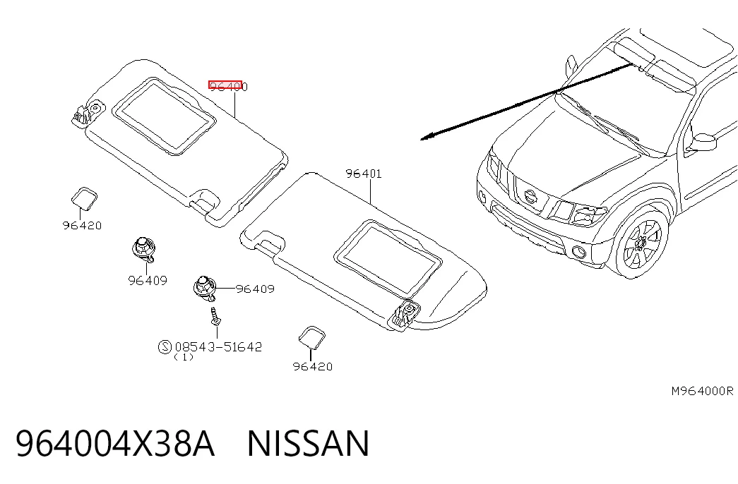 Comprar Visera parasol Nissan Pathfinder  R51M a bajo precio