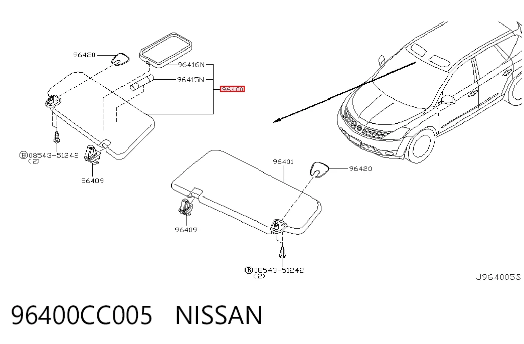Comprar Visera parasol Nissan Murano  Z50 a bajo precio
