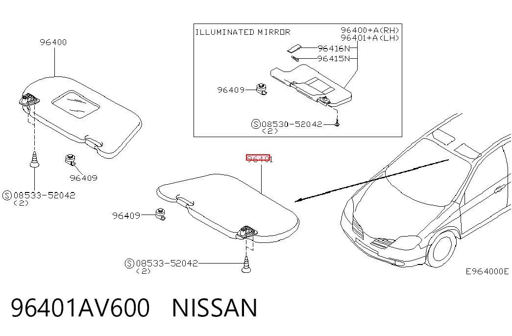 Comprar Visera parasol Nissan Primera WP12 a bajo precio