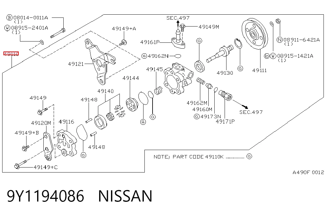 Bomba hidráulica de dirección para Nissan Primera  P10