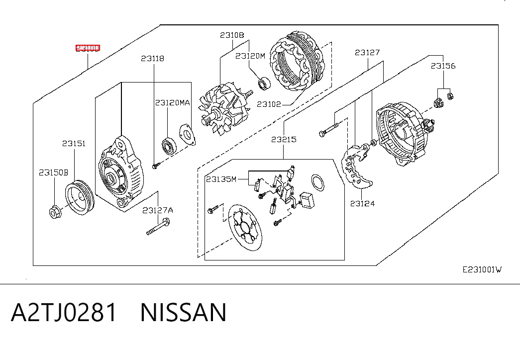A2TJ0281 Nissan/Infiniti Alternador de coche