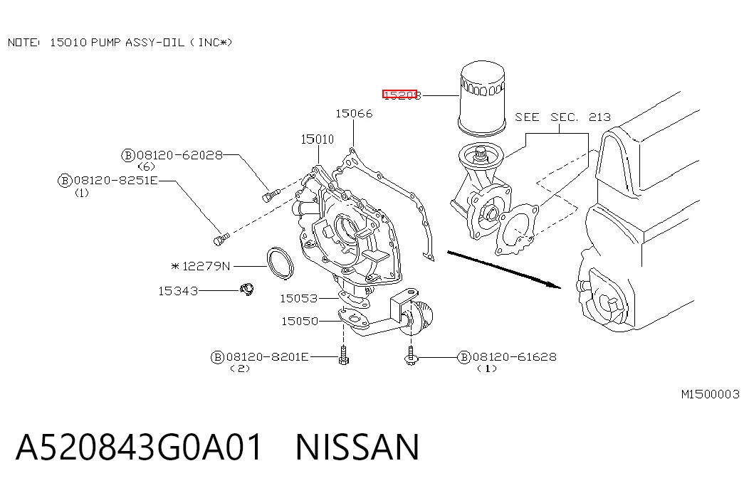 A520843G0A01 Nissan/Infiniti Filtro aceite