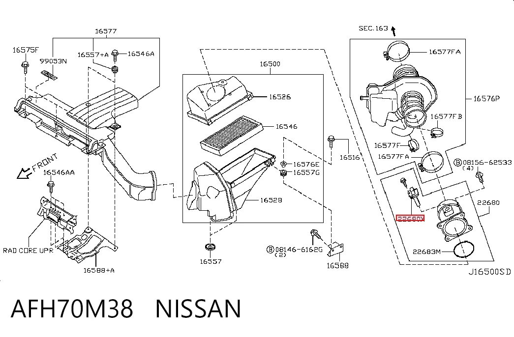 AFH70M38 Nissan/Infiniti Sensor de flujo de aire