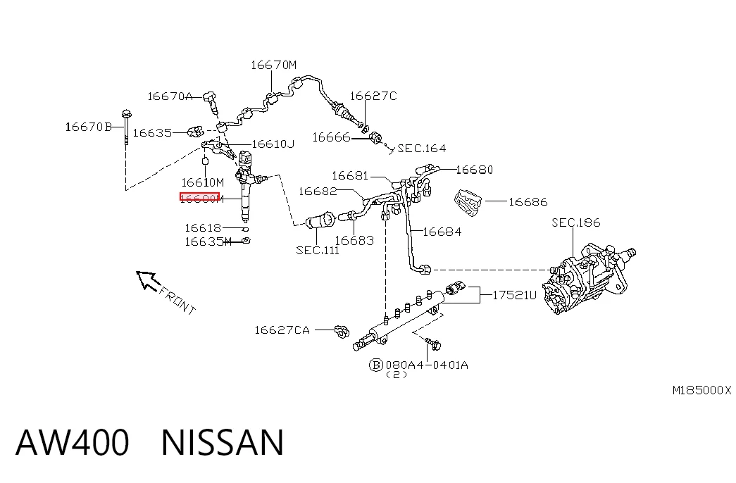 AW400 Nissan/Infiniti Inyector de combustible