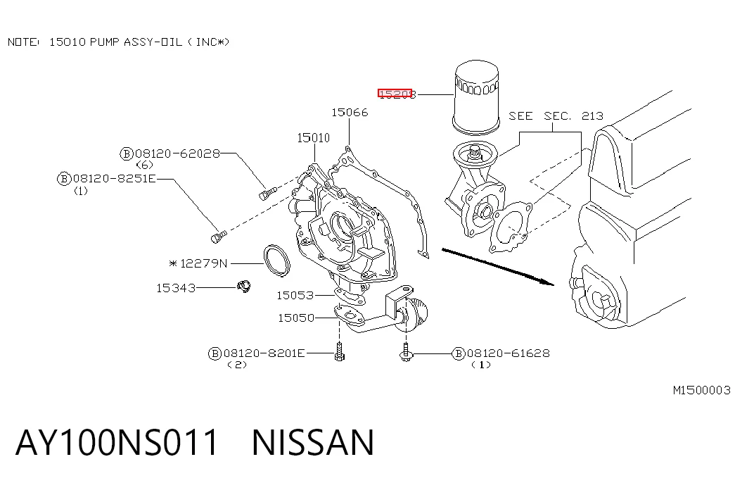 Filtro de aceite AY100NS011 NISSAN