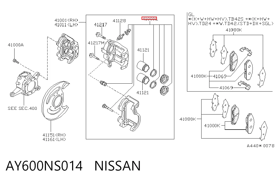 Kit de reparación, pinza de freno delantero Nissan Patrol SUV (Y60) (1987 - 1997) precio, desde 10,65 EUR