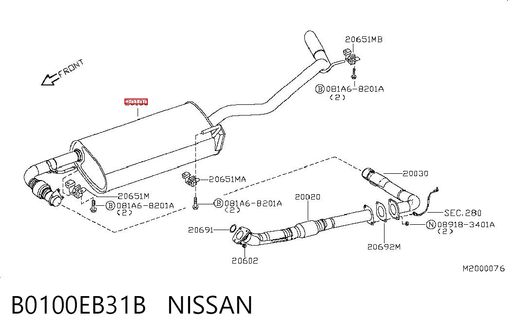 Silencioso trasero Nissan Navara  (D40)