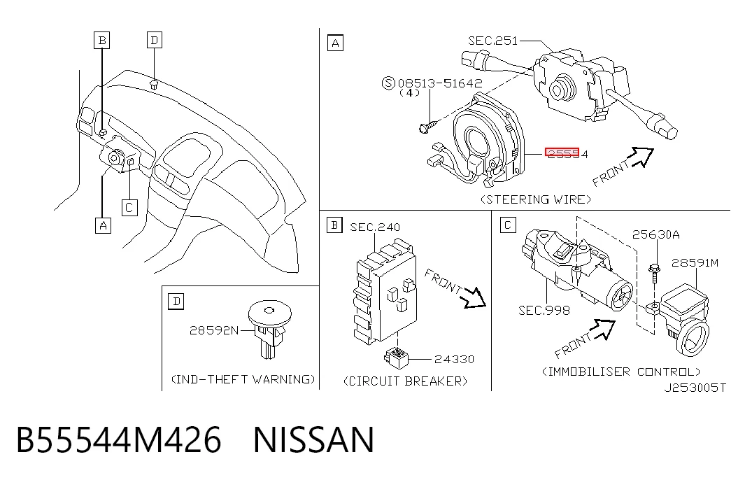 Anillo de AIRBAG  para Nissan Almera II N16