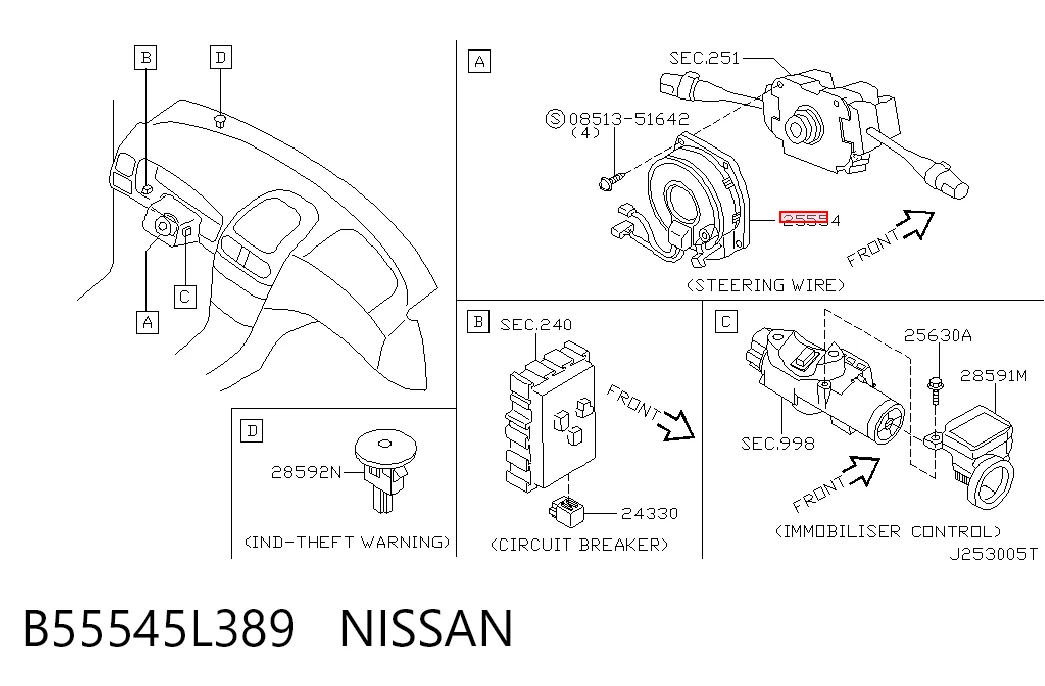 Anillo de contacto del volante Nissan Almera II sedán (N16) (2000 - 2006) precio, desde 18,20 EUR