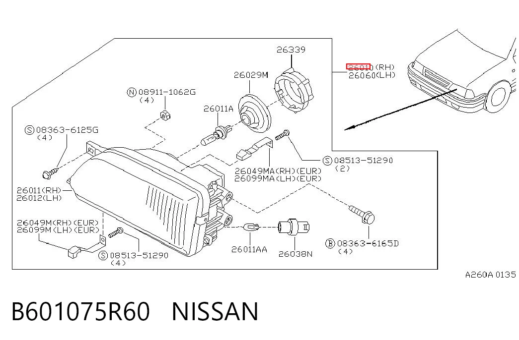 Comprar Faro derecho Nissan Sunny III Y10 a bajo precio